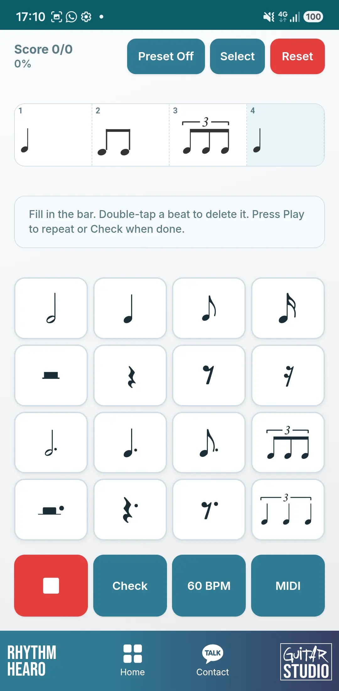Rhythm Hearo webapp en PWA op mobiel voor interactieve ritmetraining en ritmeherkenning