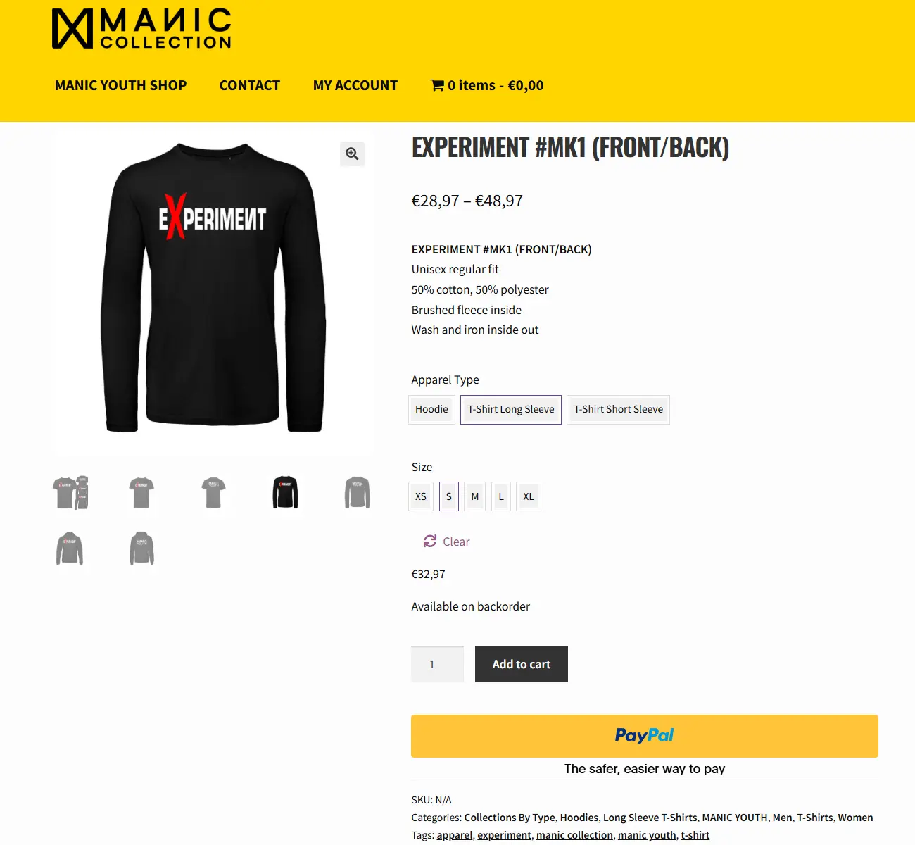 Productpagina van de Manic Collection WooCommerce webshop