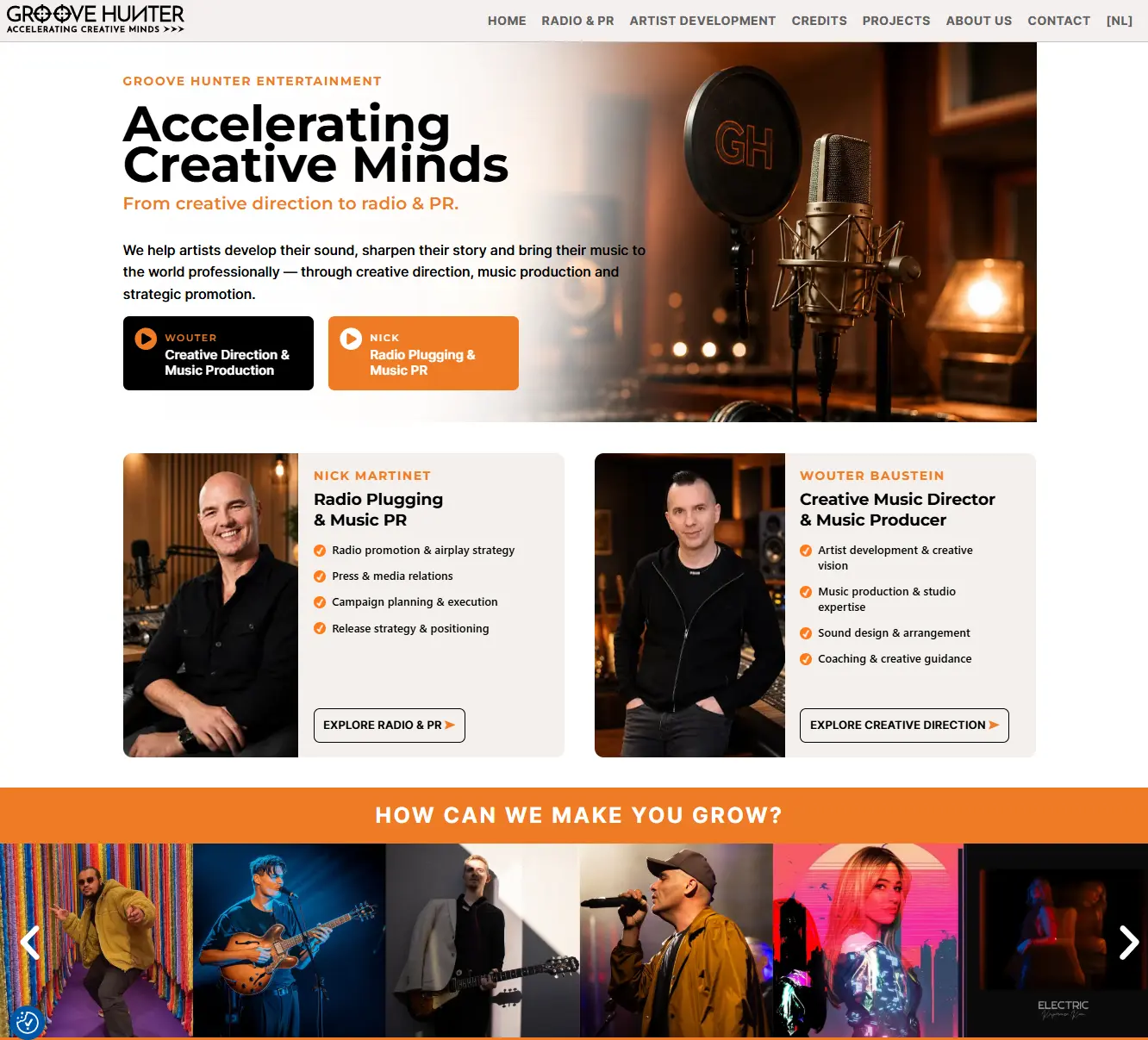 WordPress website van Groove Hunter Entertainment